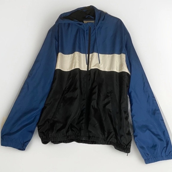 Urban Heritage Rain Jacket XL Black, White, & Blue Windbreaker Lightweight - Picture 1 of 6